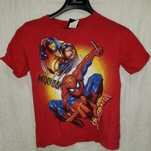 Boys 8mSpider-Man Kids Shirt Red Short Sleeve Top Spiderman Size 8